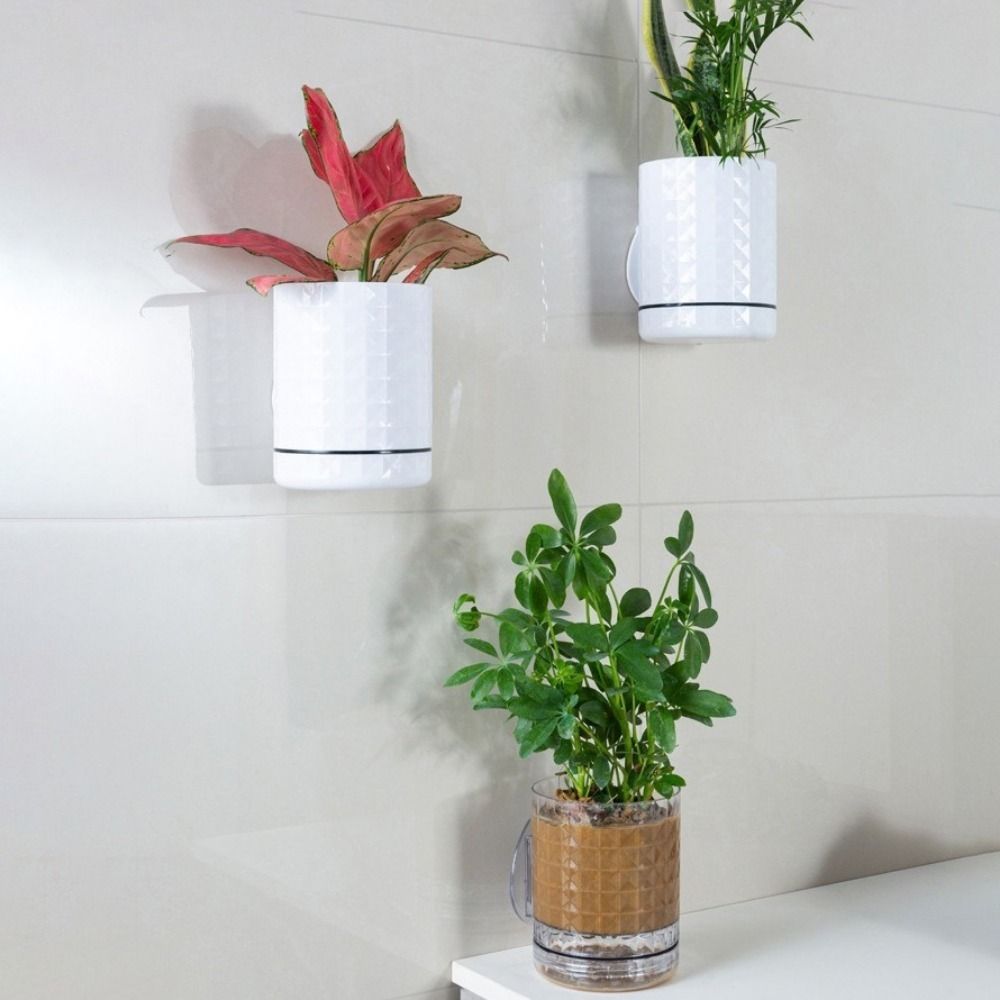 Kunststof hydroponische wandplantenbak met zelfklevende dubbele laag, ruimtebesparende decoratieve wandvaas