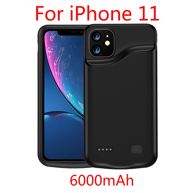 Battery Case For iPhone 11 Pro Max 6000mAh Slim Power Bank Charing Case For iPhone 11 External Back Pack Battery Charger Case: i 11 6000mah