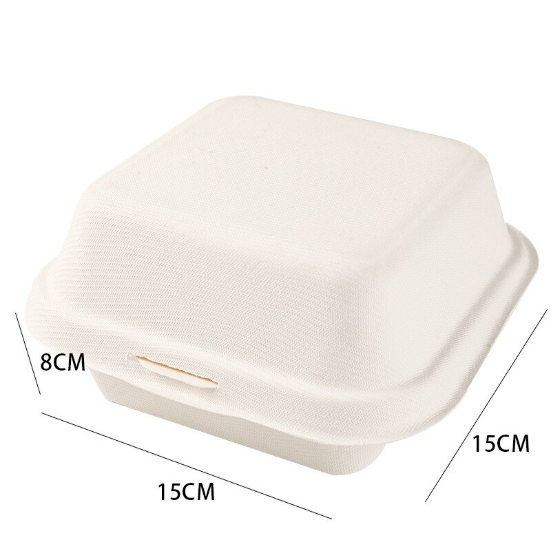 50/80PC Disposable Bento Box Eco-Friendly Lunch Box Bakery Fruit Hamburger Cake Meal Prep Packaging Food Container: white / 80Pcs