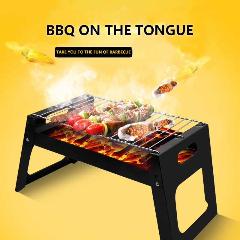 Portable Outdoor Folding Grill BBQ Camping Installation Simple Square Disposable Grill For Outdoor Activities BBQ Accessories