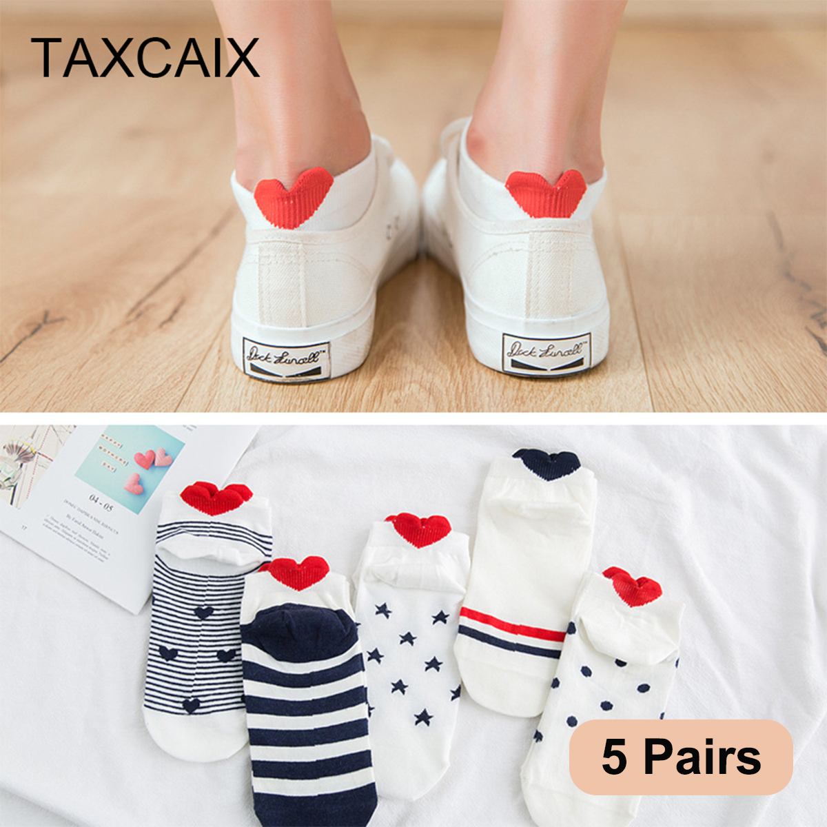 5Pairs Aankomst Vrouwen Katoenen Sokken Roze Leuke Kat Sokjes Korte Vrouwen Sokken Casual Dier Oor Rood Hart Gril sokken 35-40