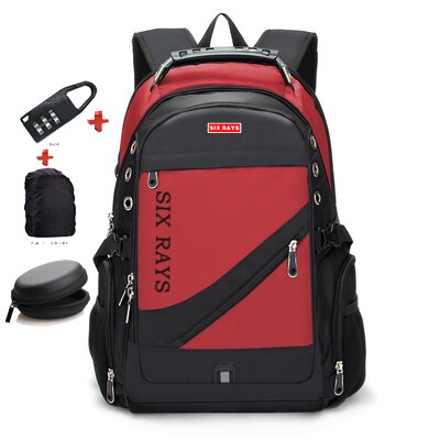 Sixrays crianças sacos de escola de carregamento usb moda negócios casual turista anti-roubo à prova dwaterproof água 15.6 Polegada portátil mochila: Vermelho