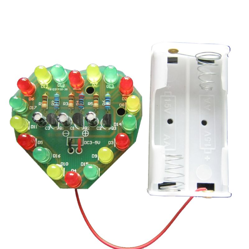 1Set Liefde Hart Vormige Kleurrijke Led Flash Light Kits Diy Elektronische Reparatie Onderdelen