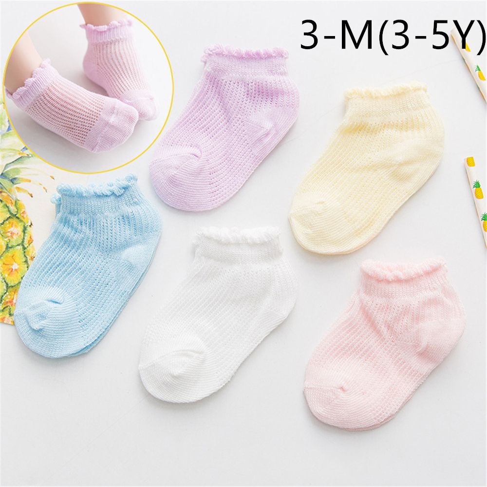 5 Paren/partij 0-5Y Baby Baby Sokken Baby Sokken Voor Meisjes Katoenen Mesh Leuke Pasgeboren Jongen Peuter Sokken Baby Kleding Accessoires: M(3-5Y)-3