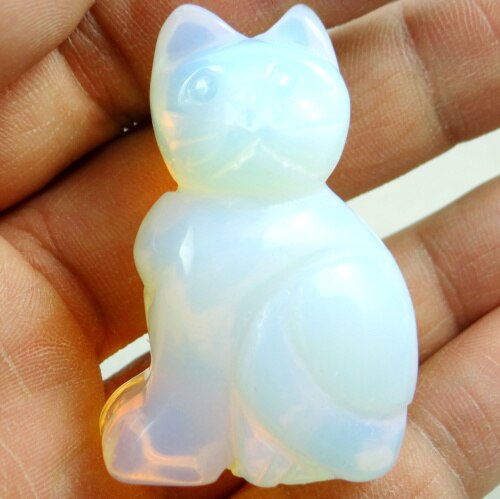 Natural stone Quartz crystal Turquoises Chalcedony Cat pendant for diy jewelry Making necklace Accessories1Pcs: NO.2