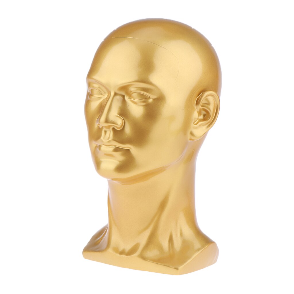 Male Mannequin Manikin Head Lightweight Showcase Display Stand Model Perfect in Salon Home Display Wigs,Hats,Caps: Gold
