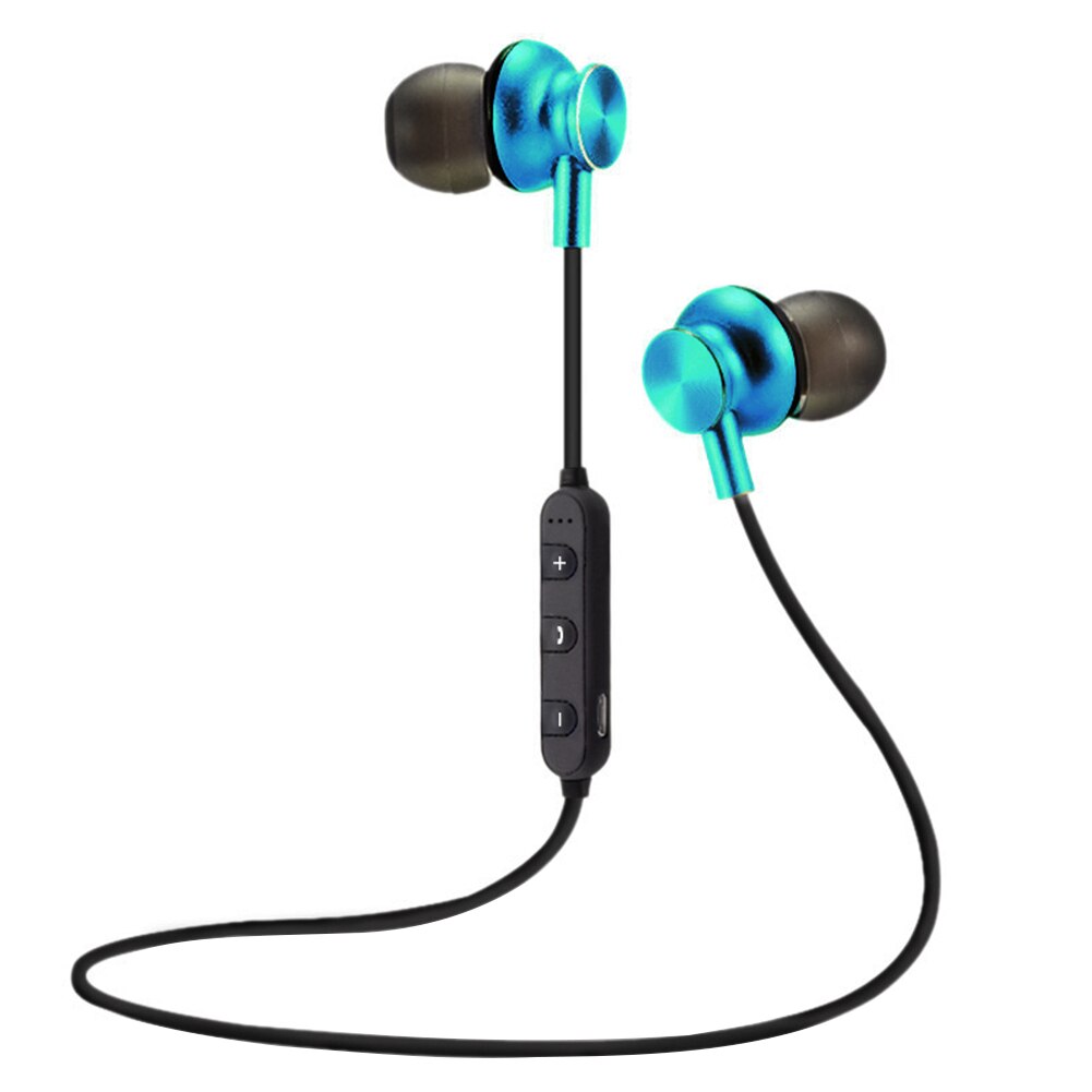 Bluetooth Earphones M6 Sports Neckband In-ear Magnetic Ear Tips Phone Wireless Bluetooth Earphones: Blue