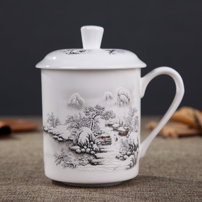 500ml Handmade Dragon Jingdezhen Bone China Tea Mug with Lid Ceramic Tea Infuser Tea Cup Office Water Cup Mug Drinkware