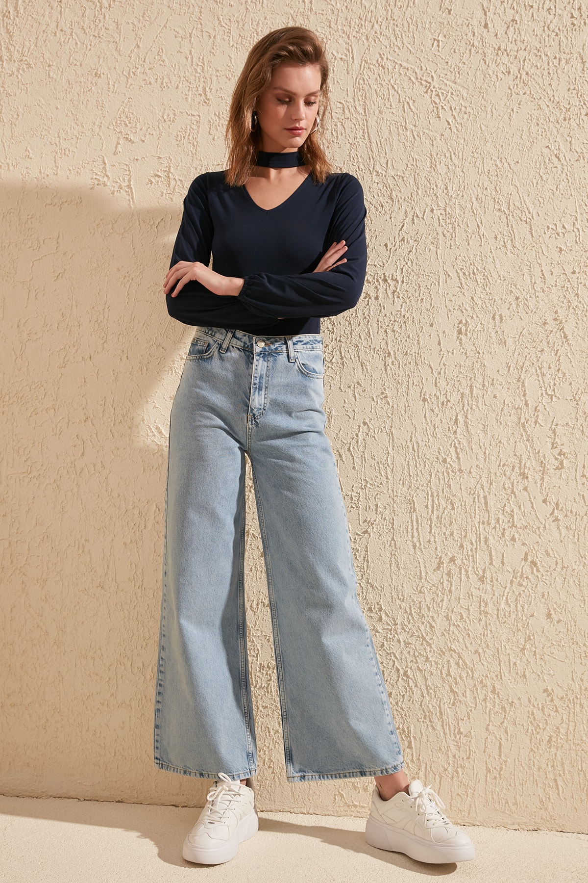 Trendyol Open High Waist Wide Leg Jeans TWOSS20JE0043: 42