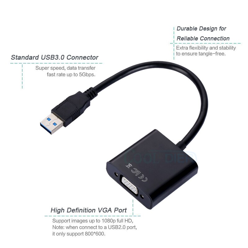 Usb 3.0 Naar Vga Video Display Adapter Kabel Multi-Display Adapter Converter Voor Pc Laptop windows 7/8/10