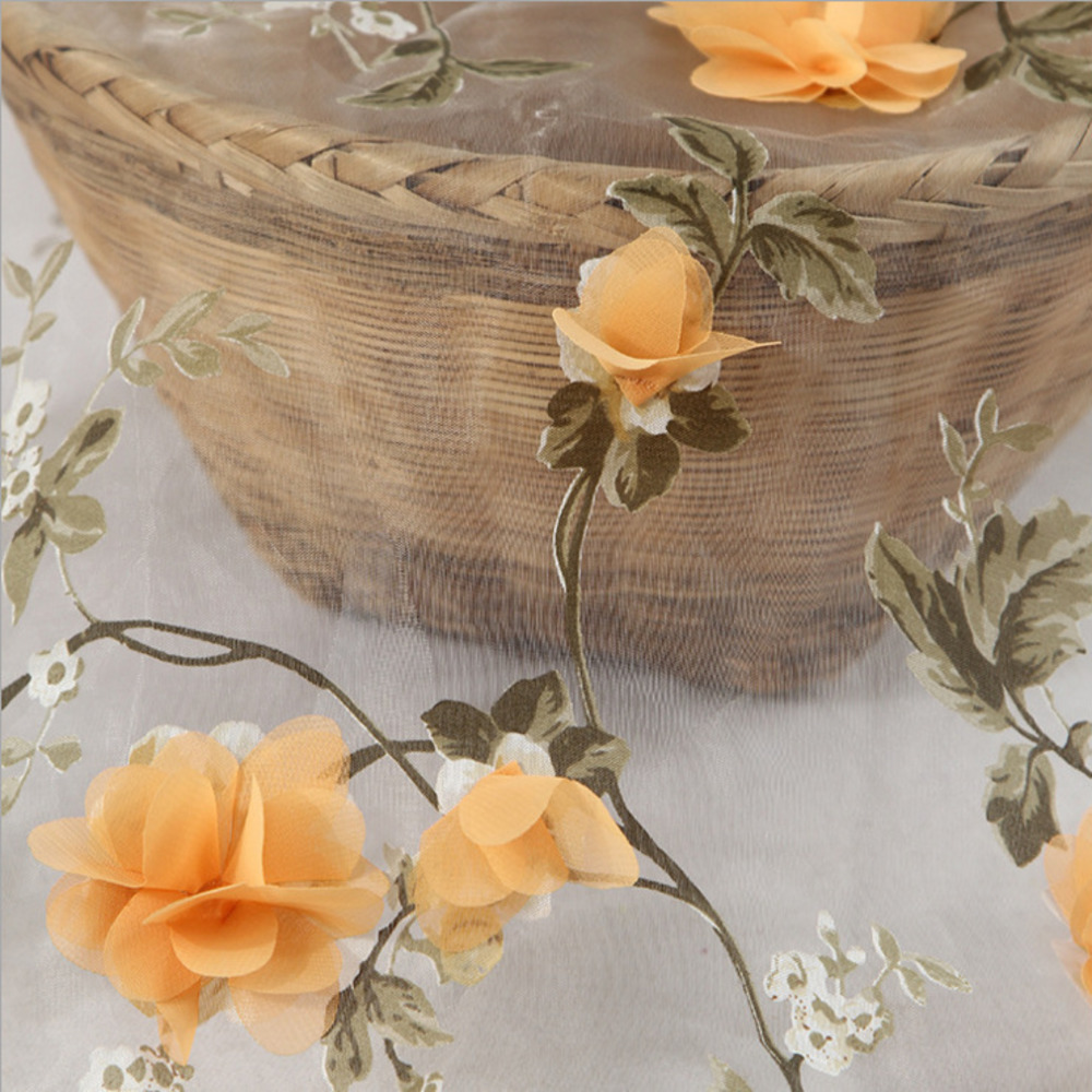 Bredde 140cm broderede blomster blonder stof dubai syning diy tyl applikation bånd kjole bryllupsfest kjole guipure dekoration