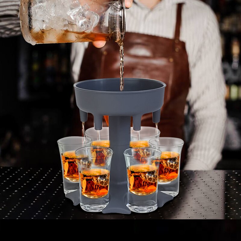 Bar Cocktail Glass Dispenser 6 Shot Glass Dispenser Holder Whiskey Beer Wine dispenser Home Bar Party Games Bar Accessories