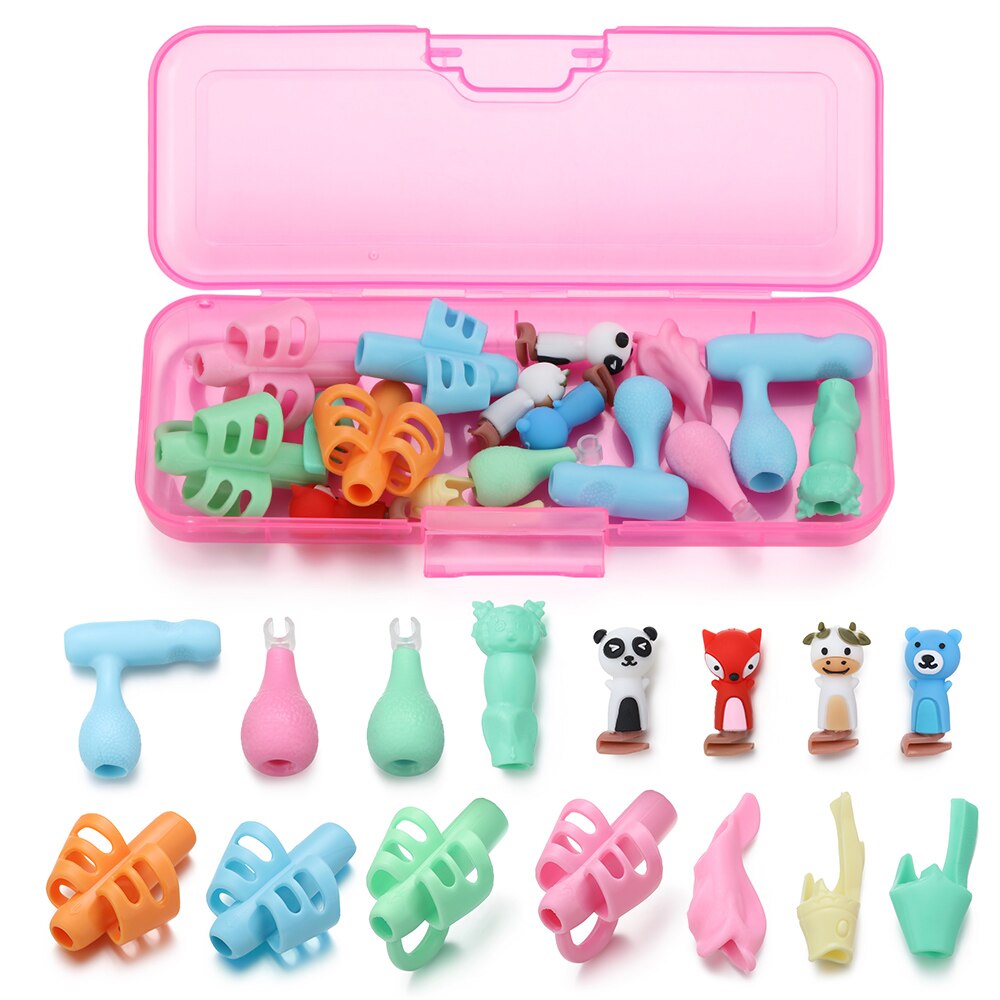 16Pcs/pack Pencil Holder Grip ChildrenPen Handle Rod Handwriting Aid Guide Hold Pen Posture Correction Stationery: pink