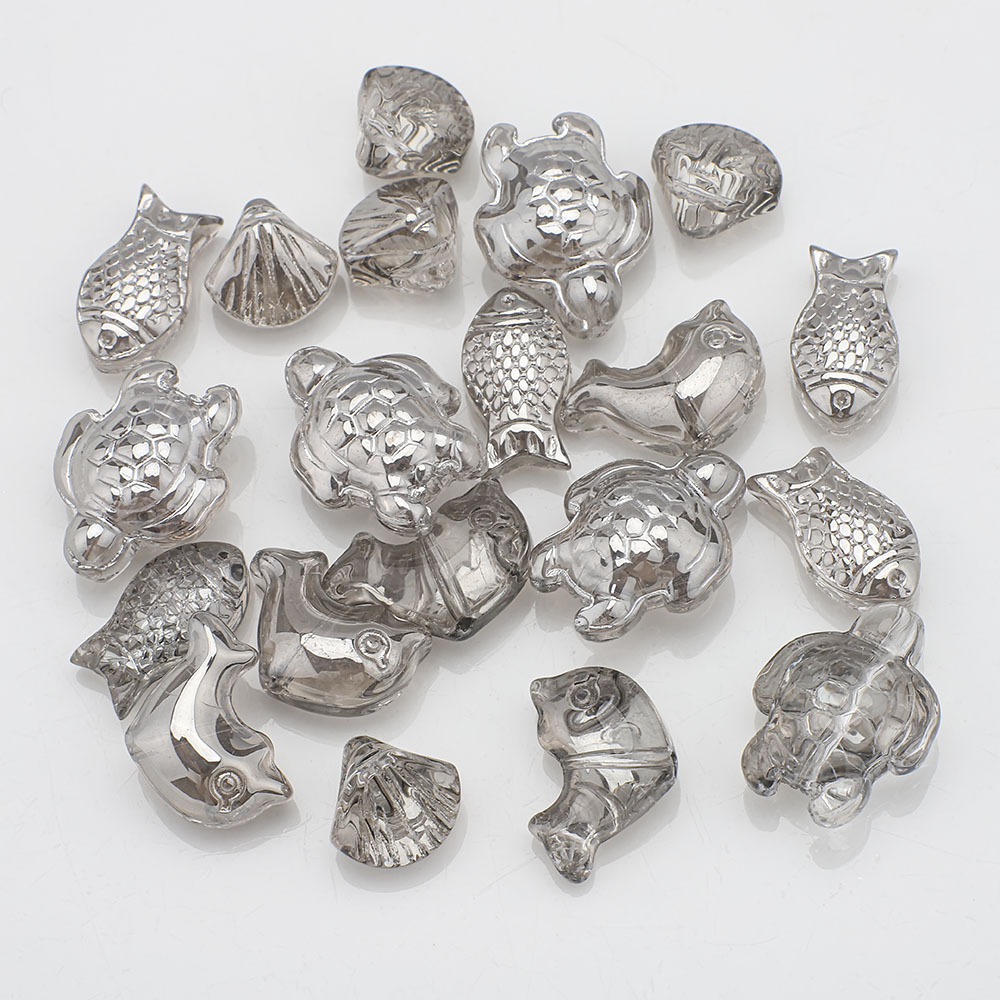 20 Pcs Mixed Shape Starfish /Snail /Shell/ Small Fish Crystal Glass Loose Beads DIY Making Earing Necklace Jewelry Accessories: Clear