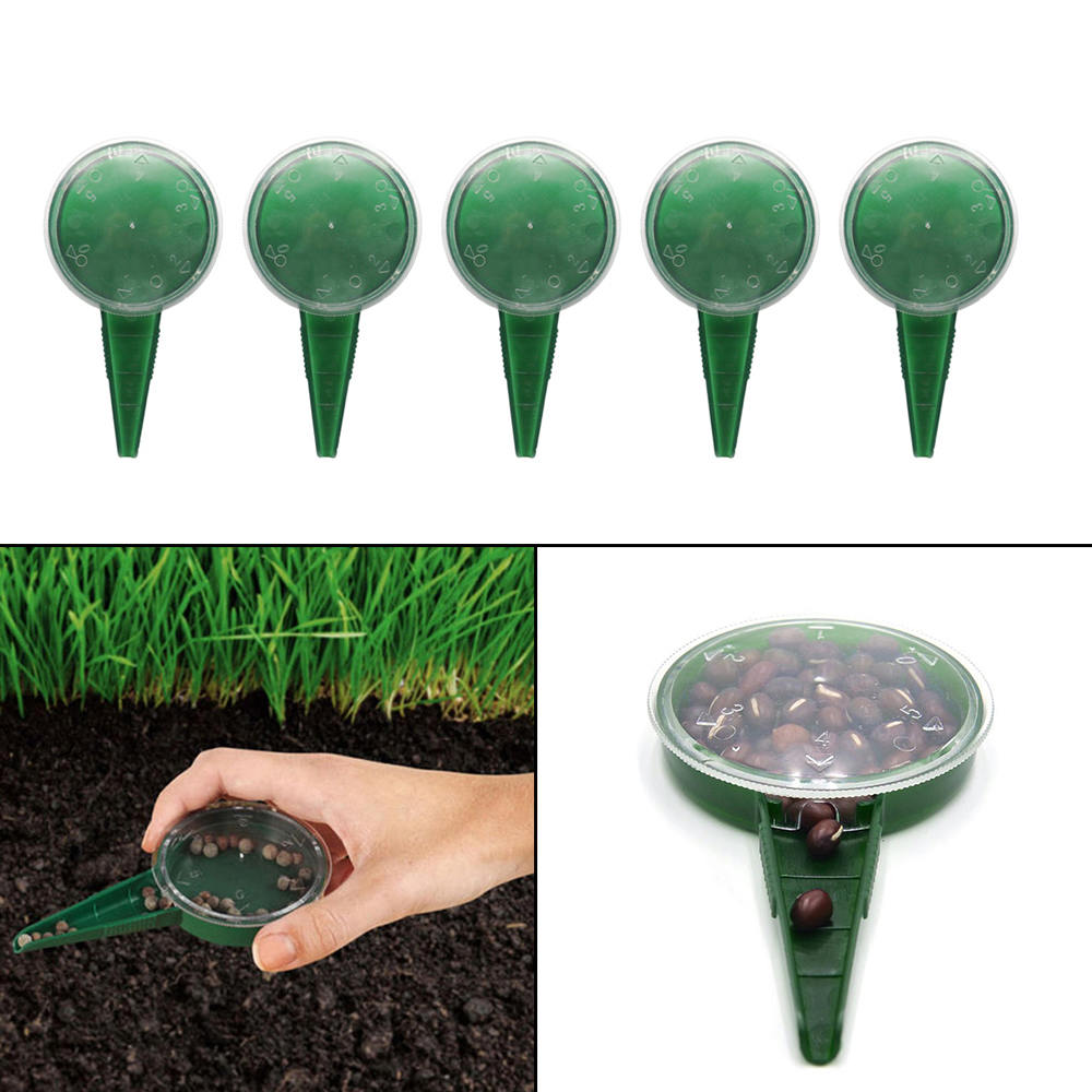 5 stk planter frø såmaskin hagespreder dispenser såmaskin plantemaskin justerbare frø hageredskaper 6.5 x 12.5cm