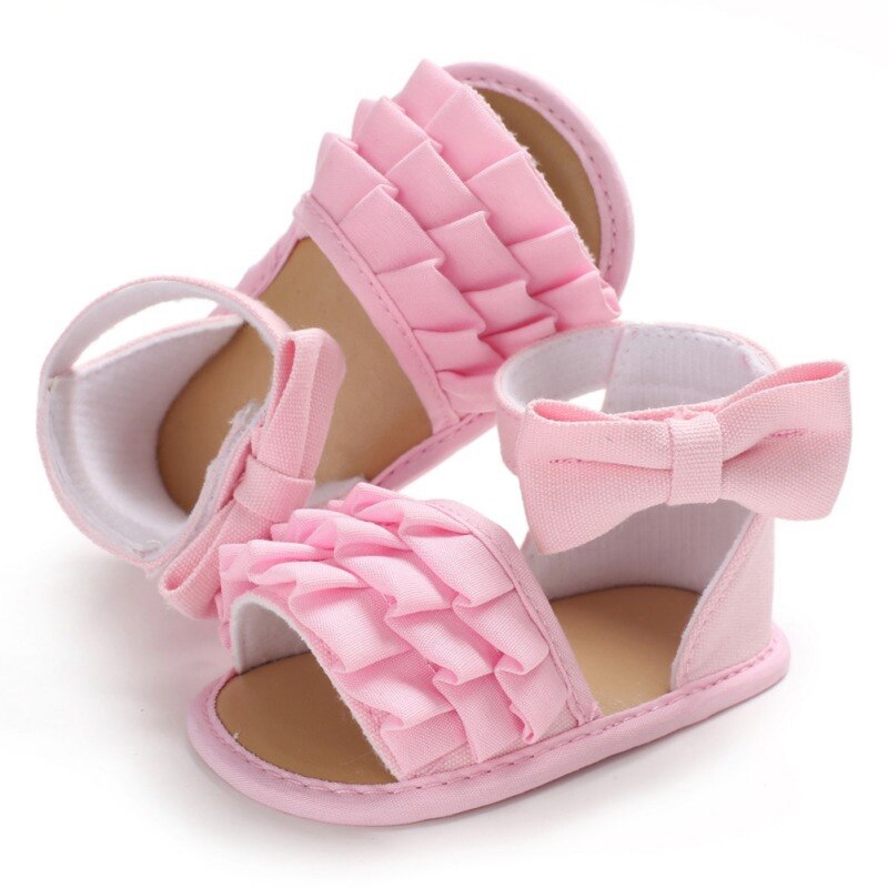 Summer Baby Girl Shoes Cute Crib Breathable Anti-Slip Bowknot Sandals Toddler Soft Soled Shoes: P / 0-6 Months