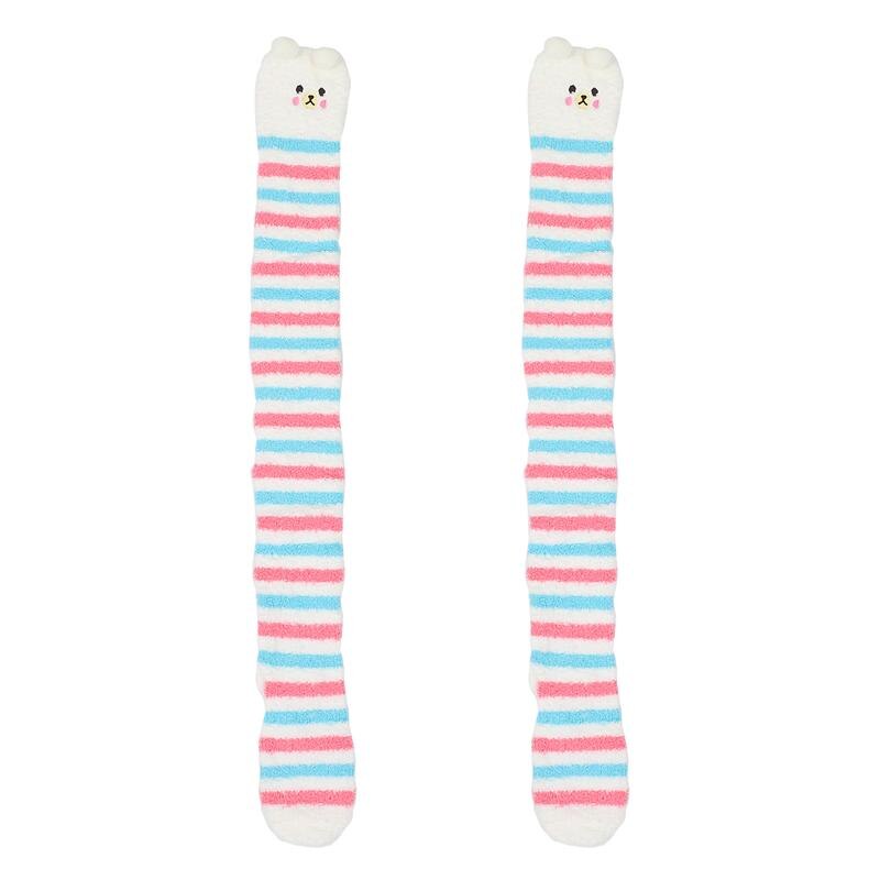 1 par kvinder fuzzy sokker vinter koral fleece sokker knæhøje strømper: Assorteret farve 3