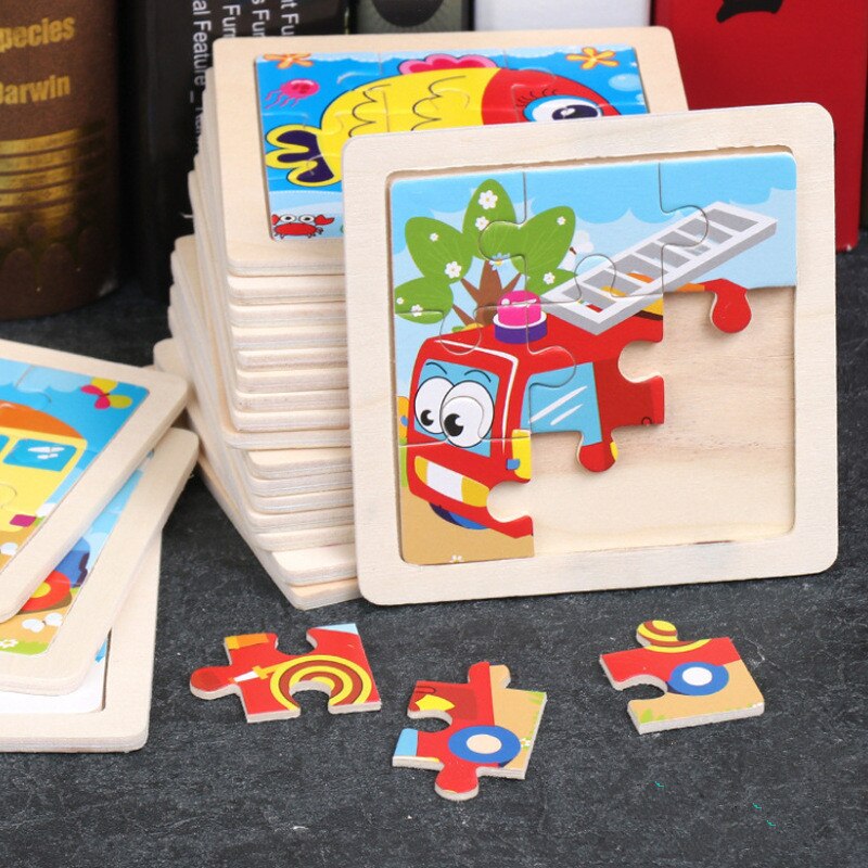 1 pz/lotto puzzle in legno 3D per bambini giocattoli per bambini Cartoon animali/puzzle di traffico Puzles educativi per bambini all&#39;ingrosso GYH