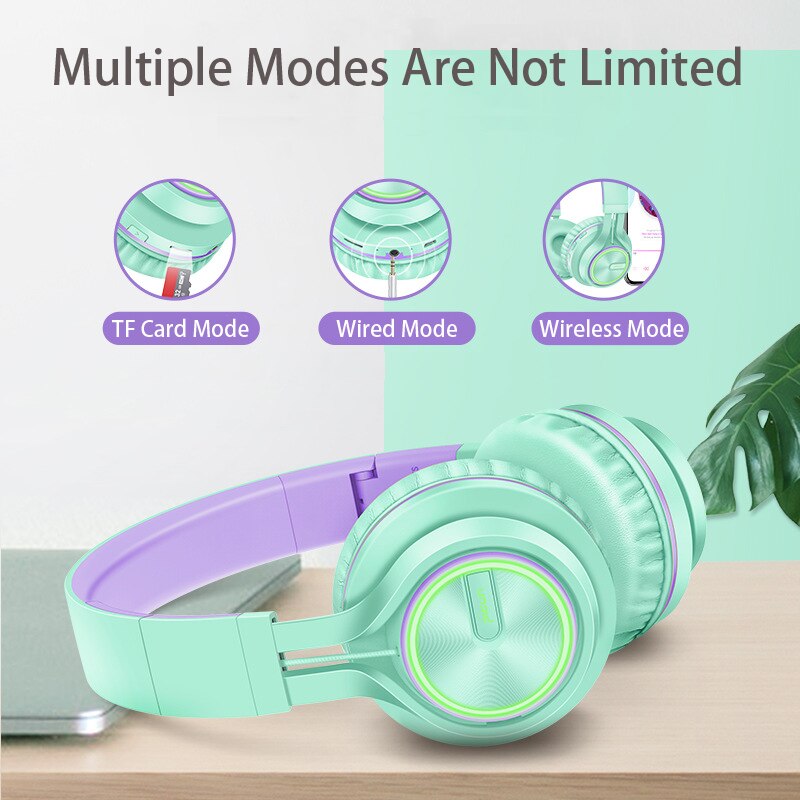Auriculares inalámbricos de oro rosa con micrófono sobre la oreja auriculares estéreo bajo auricular grande para PC Laptop teléfono Android, para un