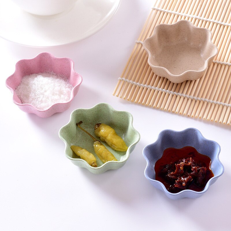 Seasoning Dish Flower Heart Round Shape Snack Plate for Sugar, Soy Sauce, Vinegar and Almost All Kinds of Seasoning Pink Flower