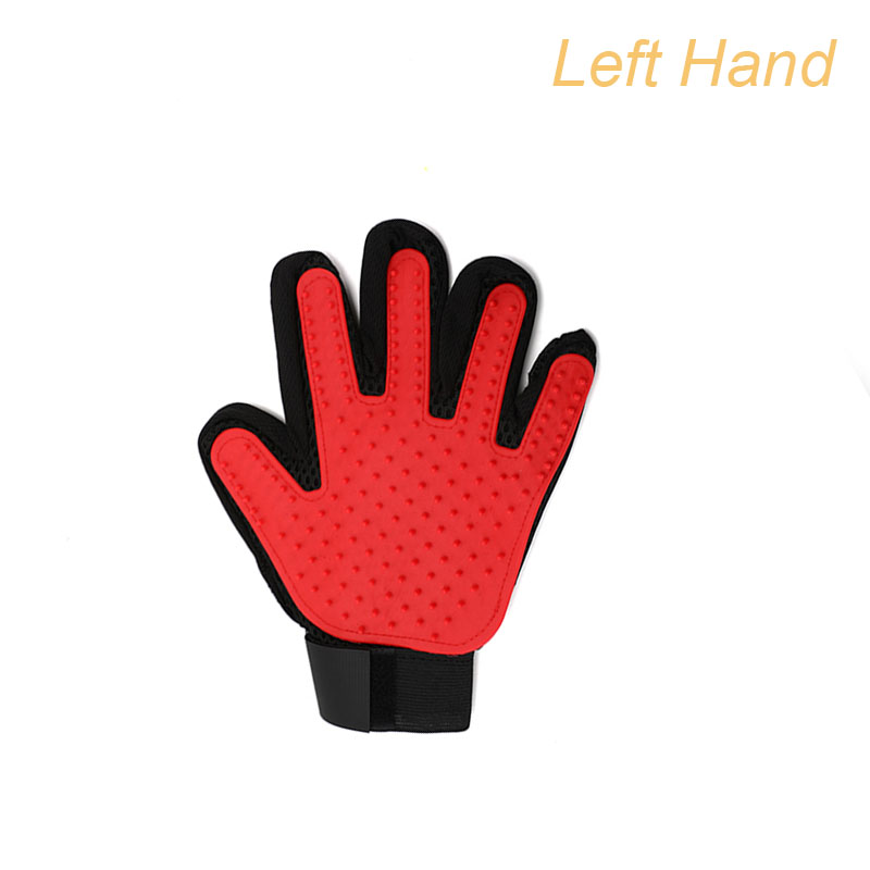 Pet Care Glove Cat Grooming Glove Deshedding Cat Brush Gloves Dog Comb for Cat supplies Bath Clean Massage Hair Remover Brush: red left hand