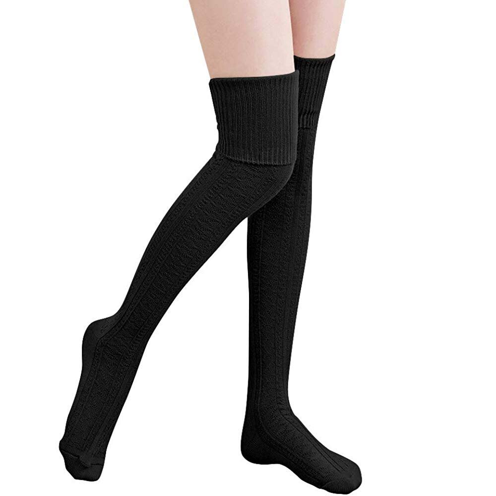 Oberschenkel Hoch Über Knie Socken für Frauen Mädchen, Winter-draussen Sport warm Häkeln Lange Socken Bein Wärmer Gamaschen