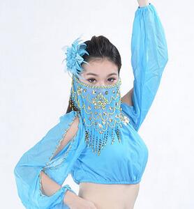 Velo de gasa con cara de baile para mujer, velo de gasa con cara de danza del vientre, tribal, India, 1 unids/lote: 7