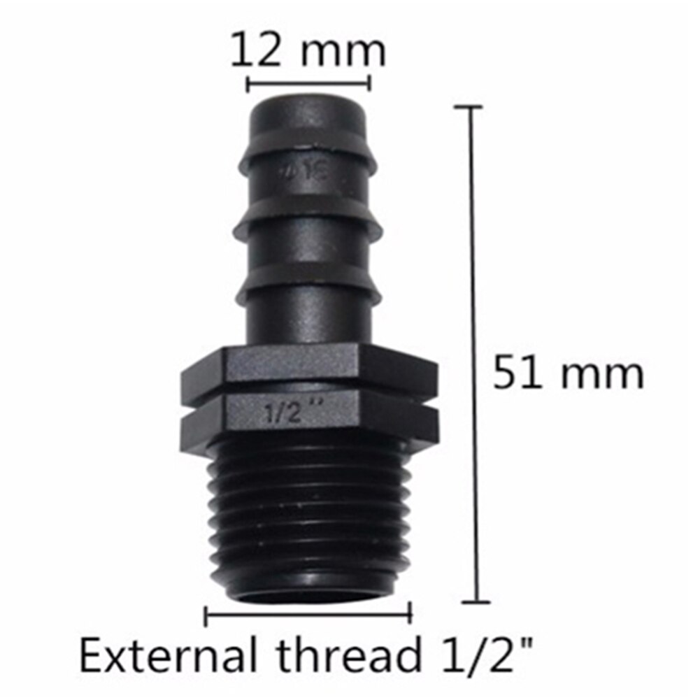 5Pcs 1/2inch Male Thread Hose Straight 2-way Connector Garden Fitting Adapter