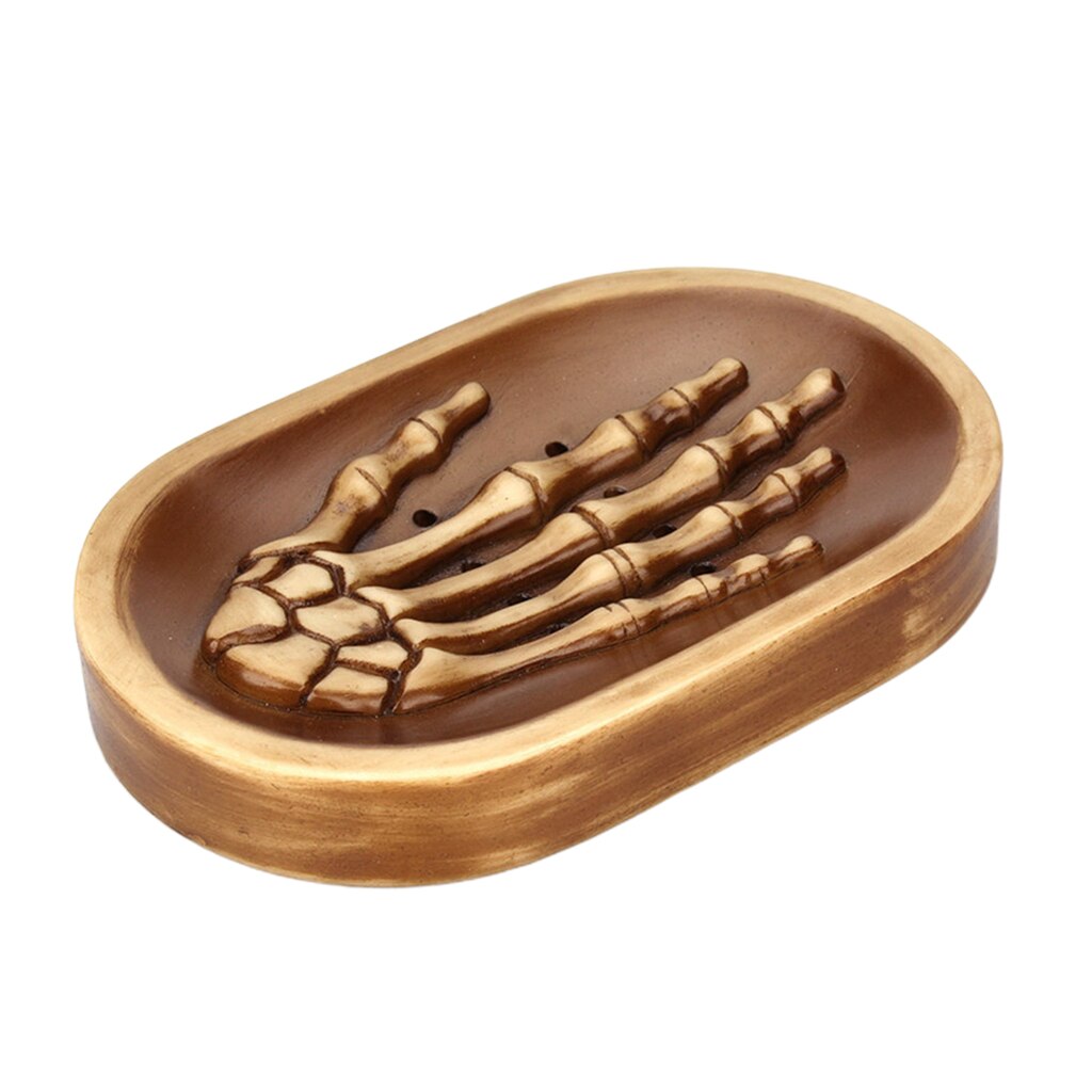 Skelett-seifenschale im gotischen stil, dekoration für küchenspüle, badezimmer, dusche, zuhause, hotel: Braun