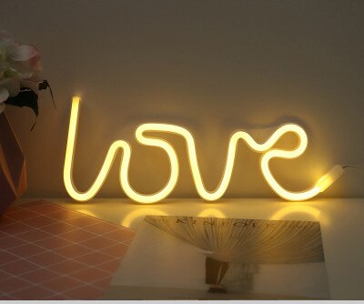 kreative LED Neon- Zeichen Licht Ebene bilden Wasserdichte Lampe für Zimmer Zauberstab Dekor Hochzeit Dekoration Weihnachten Schild Nacht Lichter: Liebe / Rosa hell