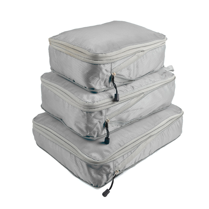 Cubes d'emballage compressés, ensemble d'organisateurs de rangement de voyage, bagages visuels en maille, sac de valise Portable pratique et léger, 3 pièces,: Argent