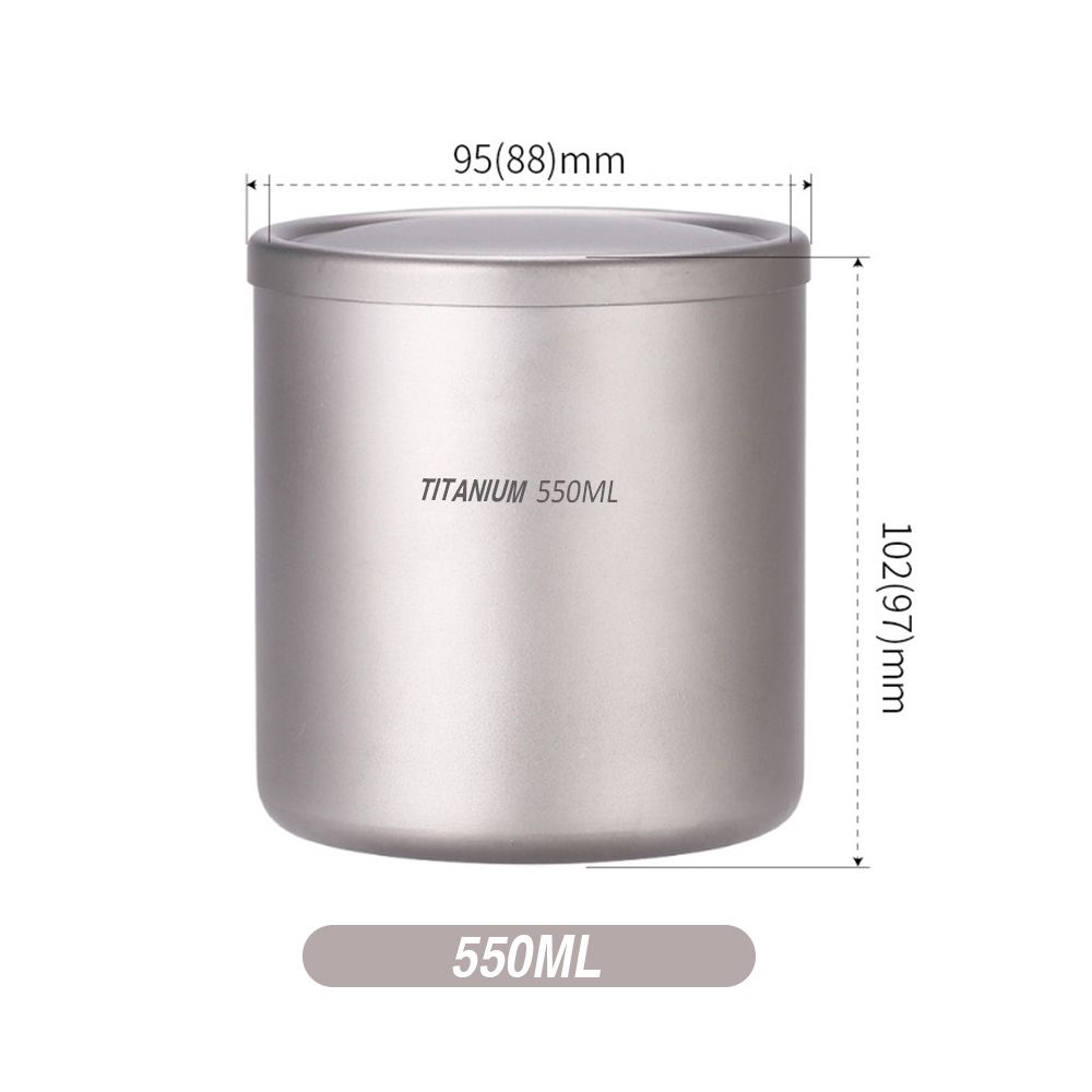 220ml/330ml/450ml/550ml Double Wall Titanium Water Cup Coffee Tea Mug for Home Office Outdoor Camping Hiking Backpacking Picnic