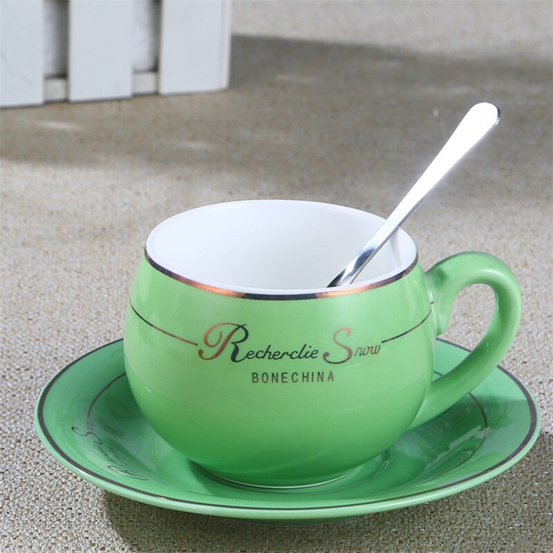 British Vintage Porseleinen Theekop Set - Bot Porselein Koffiekopjes Met Schotel & Lepel (4 Sets)