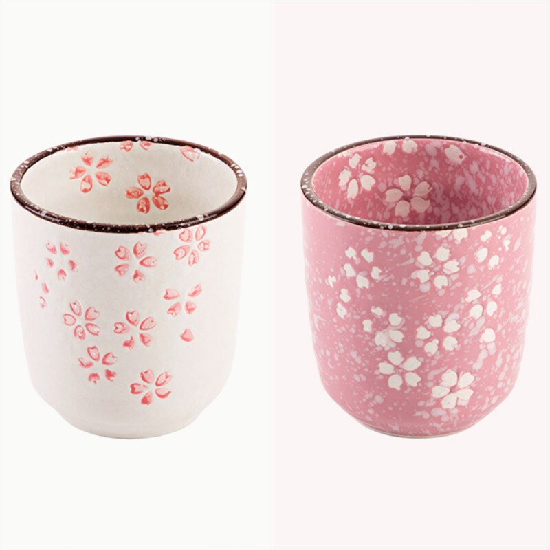 Estilo japonés Flor de cerámica tazas de té Vintage taza de té maestro taza de café taza de contenedor de recipientes para bebidas Kung Fu taza de agua Teaware: 2pcs mixed