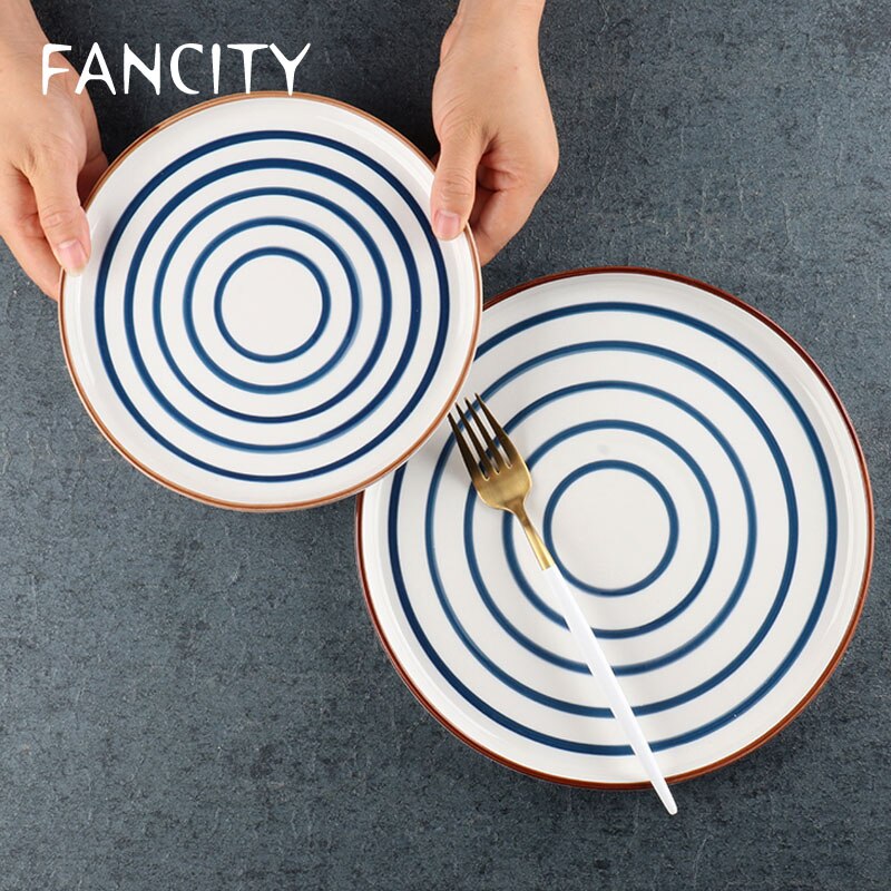 Fancity japansk service håndmalet keramisk tallerken retro hjemme middag tallerken underglasur farve western mad tallerken bøf