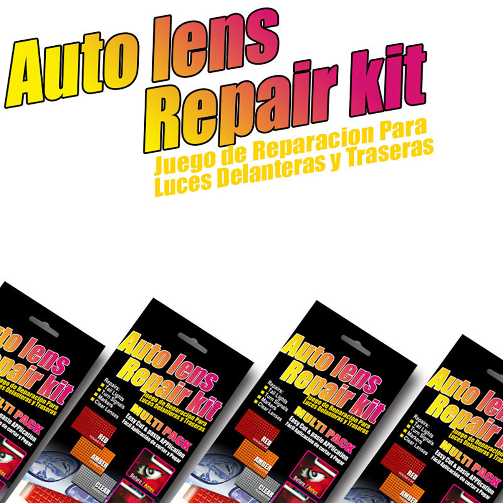 Kit de reparo da lente do automóvel do carro diy padrão grade faróis do carro lanterna traseira conjunto de ferramentas de reparo luzes do carro filme de reparo crack polonês vermelho âmbar