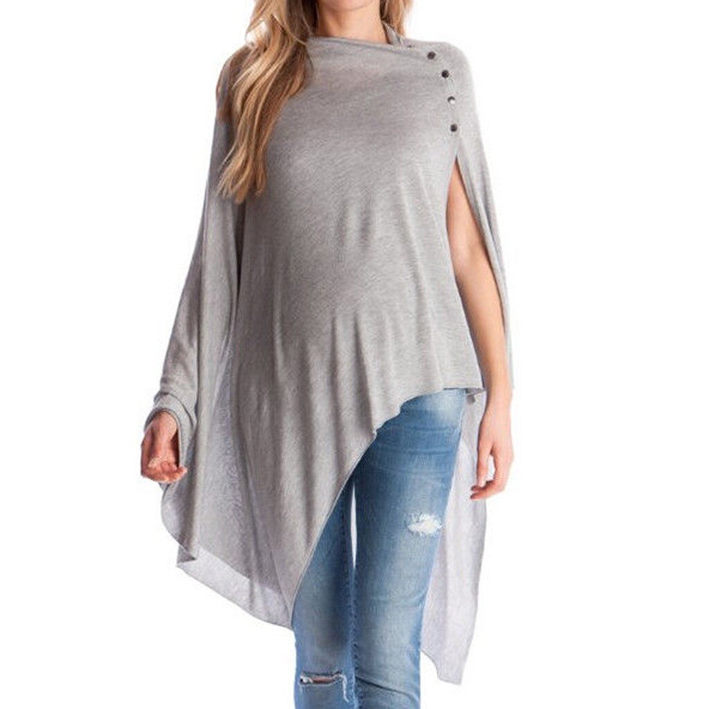 Barsel amningstøj kvinders barsel graviditet stribe lommer toppe hætte toppe skjorte sweatshirts tøj: L