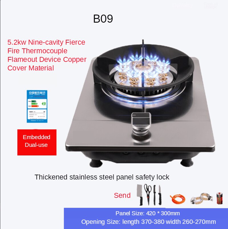 Gasherd Einzel Herde Haushalts Tisch eingebettet Dual Zweck 3800W Energie Natürliche Gas Gas Herde Gehärtetem Glas Tisch Herde CY