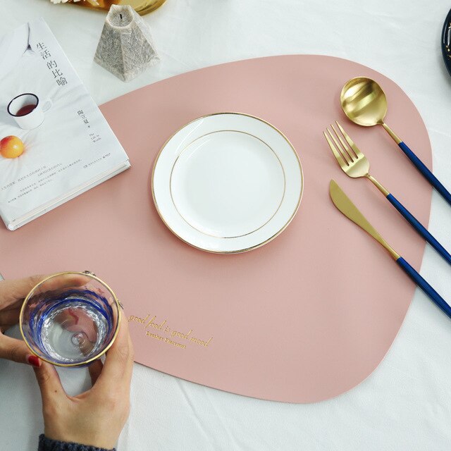 Kichen accessories nordic ins skinnmatte bordmatte husholdning enkel vanntett oljefast isoleringsunderlag til bord: Rosa