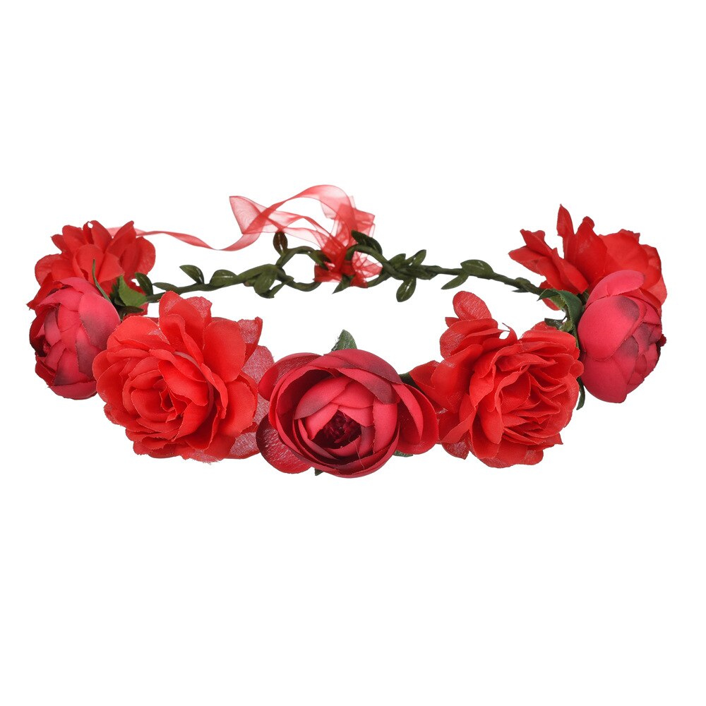 rose krans brude blomst krone pannebånd krans hode krans bryllup hodeplagg brudepike hodeplagg: Rød
