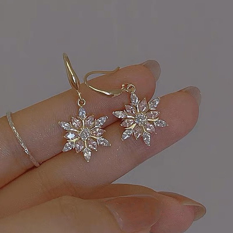 Modetrend, einzigartiges , elegante und exquisit Weihnachts-Rosa-Schneeflocken-Ohrringe für Frauen, Schmuck, Hochzeit, Party, Prämie
