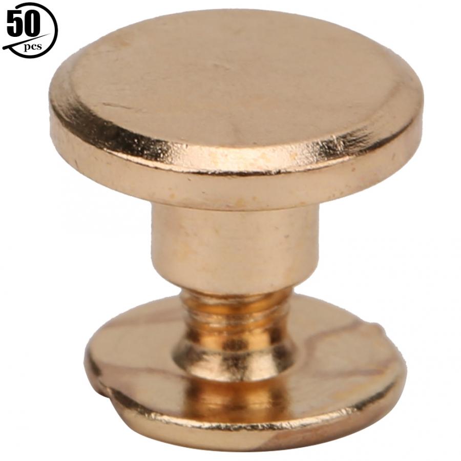50 Sets 6.5mm Brass Stud Screw Flat Head Studs Screws Nail Rivets DIY Stud Screw Nail Rivets Leather Craft Fastener Screwback: Gold