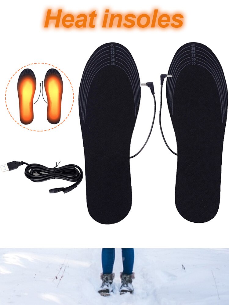 USB Heated Shoe Insoles Feet Warm Sock Pad Mat Electrically Heating Insoles Washable Warm Thermal Insoles Unisex Fine