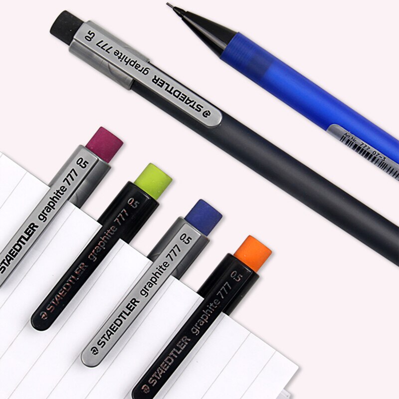 6 stk tysk staedtler automatisk blyant 0.5mm studerende skriver 777 frostet gennemsigtig penneholder bevægelig blyant iført gummi