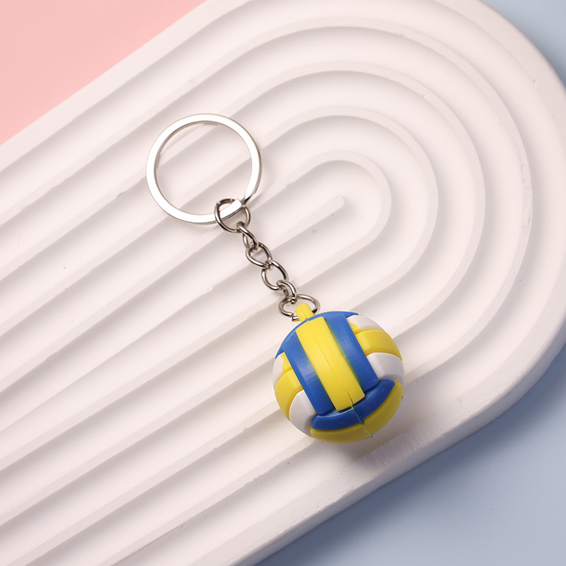 Simulatie Voetbal Basketbal Volleybal Tennis Rugby Sleutelhanger PVC Creatieve Mini Sleutelhanger Rugzak Hanger Auto Accessoires Cadeau