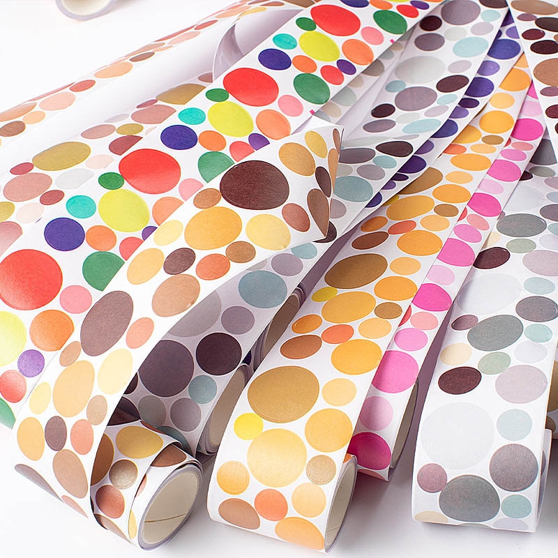 5cm*3m Colored Round Washi Tape Kawaii Dots Label Masking Tape Decorative Adhesive Tape Sticker Scrapbooking Sealing Stationery