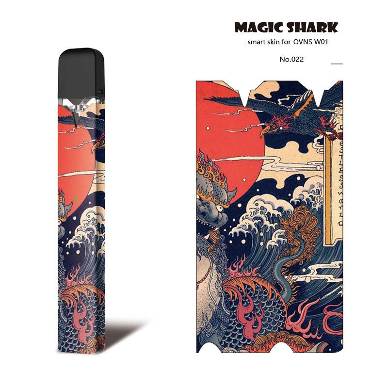 Magie Shark Rhinoceros Tribal Auf die Cartoon PVC Ultra Dünne Film Abdeckung Pod Fall Aufkleber Für OVNS W01 Kit kein Verblassen