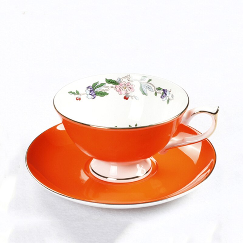 Kaffee Tassen Porzellan Hohe Schmetterling Blume Teetasse &Ampere; Untertasse einstellen Britischen Nachmittag Tee Zeit Keramik Tasse Büro Getränk: Stil B Orange