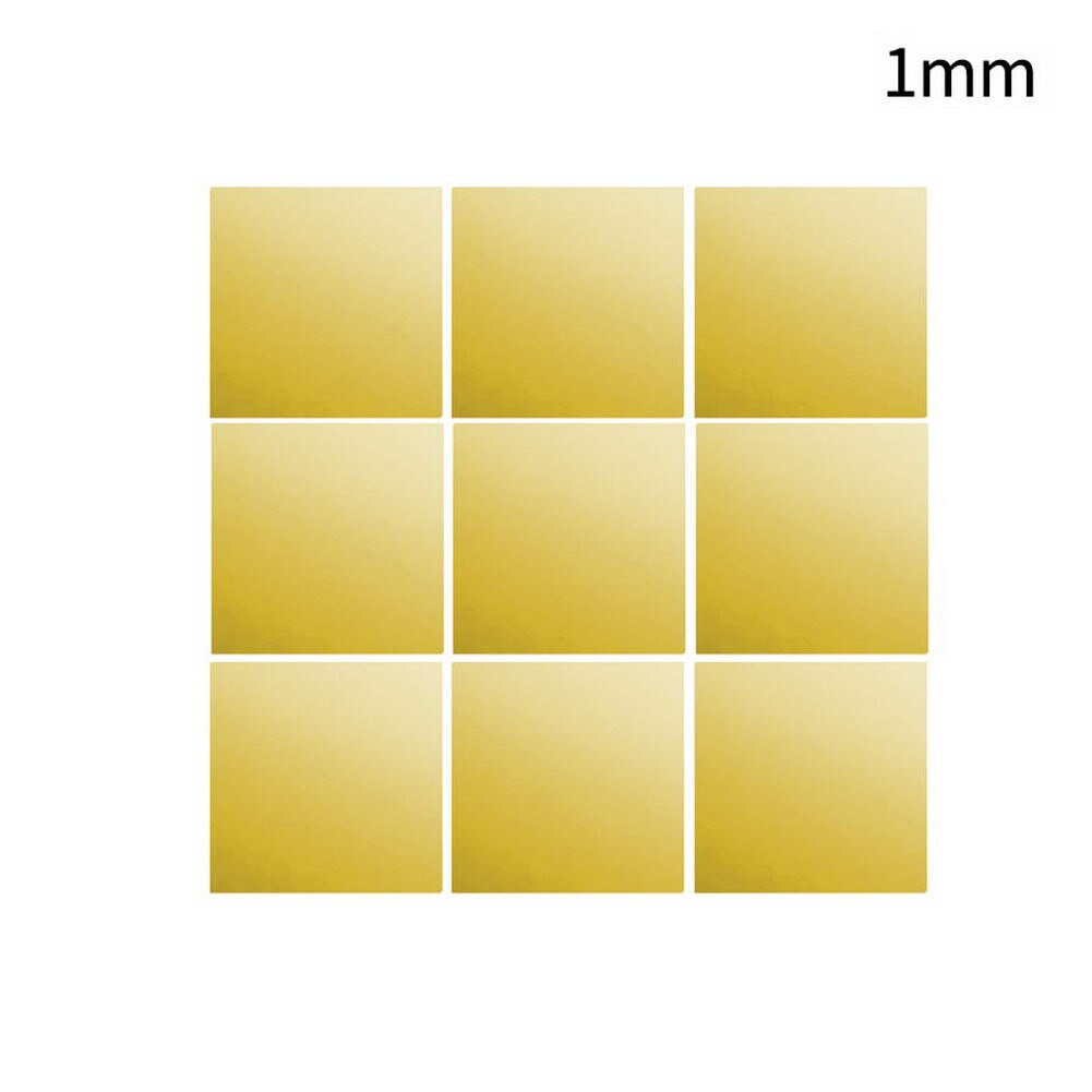 Stickers muraux miroir carré PI6 15x15 cm | Miroir carré auto-adhésif, décoration de la maison, du salon, de la chambre à coucher et du couloir: 1mm 9pcs gold