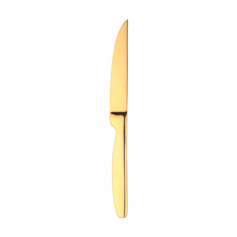 4 stk rustfritt stål regnbue frukt kniv skarpe bord kniver sett restaurant bestikk middag kniv gull kniver servise sett: Gull -4 stk